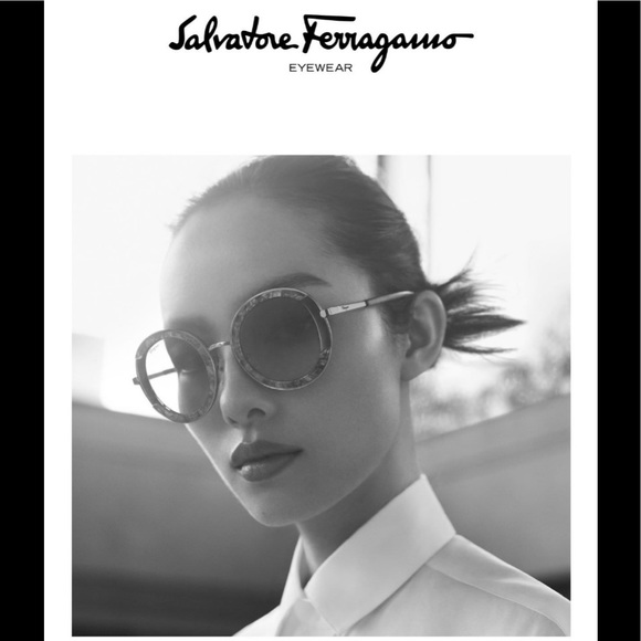 FERRAGAMO Round Marbled Stone Sunglasses NEW/AUTH main image 6